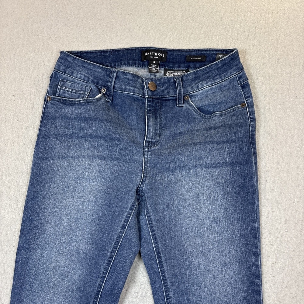 Kenneth Cole New York Jess Skinny Jeans Womens SZ 4 Blue Medium Raw Hem Stretch - Picture 2 of 11